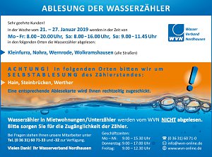 Ablesung 21. - 27.01.2019